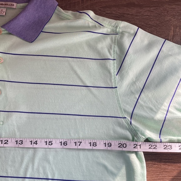 EUC Mens Peter Millar Cotton Mint Green & Purple Medium Golf Polo - Picture 4 of 7